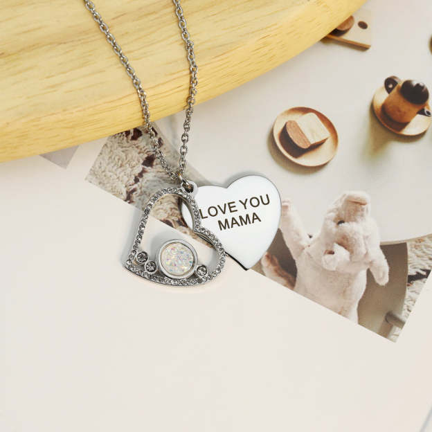 Mother's Day Gift "I Love You MAMA" Diamond Heart Necklace-Engravingift