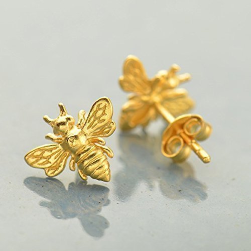 Mother's Day Gift Little Gold Bee Earrings • Gold Honeybee Studs • BumbleBee Post • Handcrafted Jewelry-Engravingift