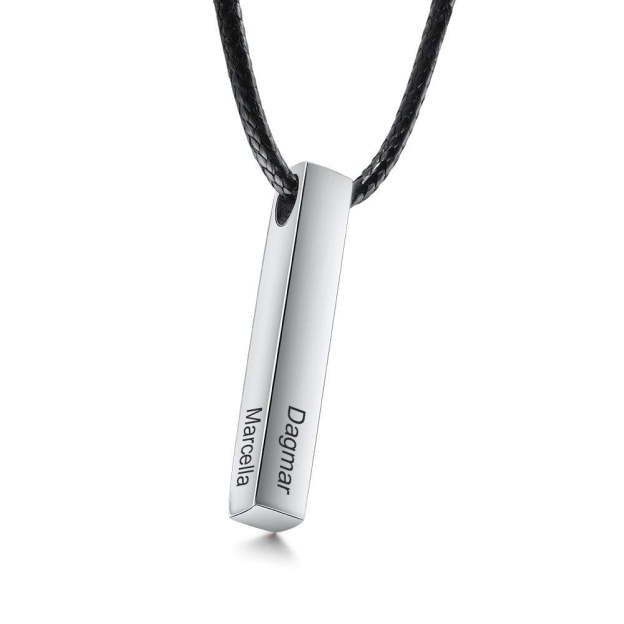 Christmas Gift Men Vertical Bar Necklace Engraved 4 Side 3D Bar Necklace Personalized with 4 Names-Engravingift