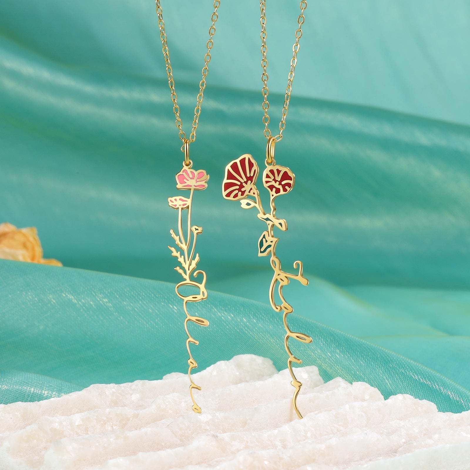 Mother's Day Gift Morning Glory Name Necklace Custom September Birth Flower Necklace for Her-Engravingift
