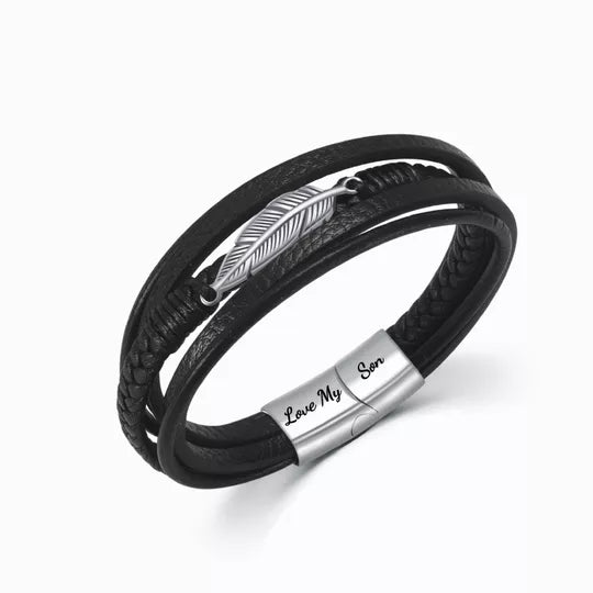 Father's Day Gift To My Son "Love You To Infinity And Beyond" Feather Bracelet for son-Engravingift