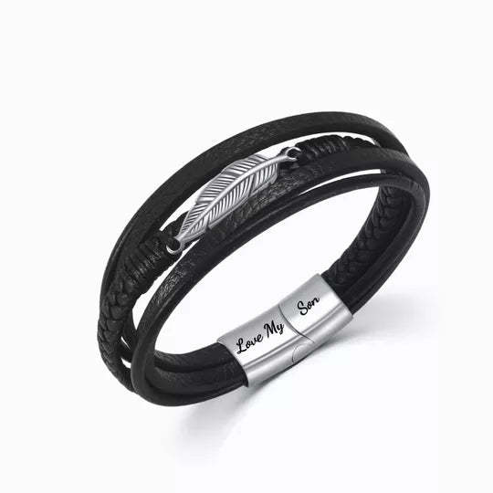 Father's Day Gift To My Son "Love You To Infinity And Beyond" Feather Bracelet for son-Engravingift