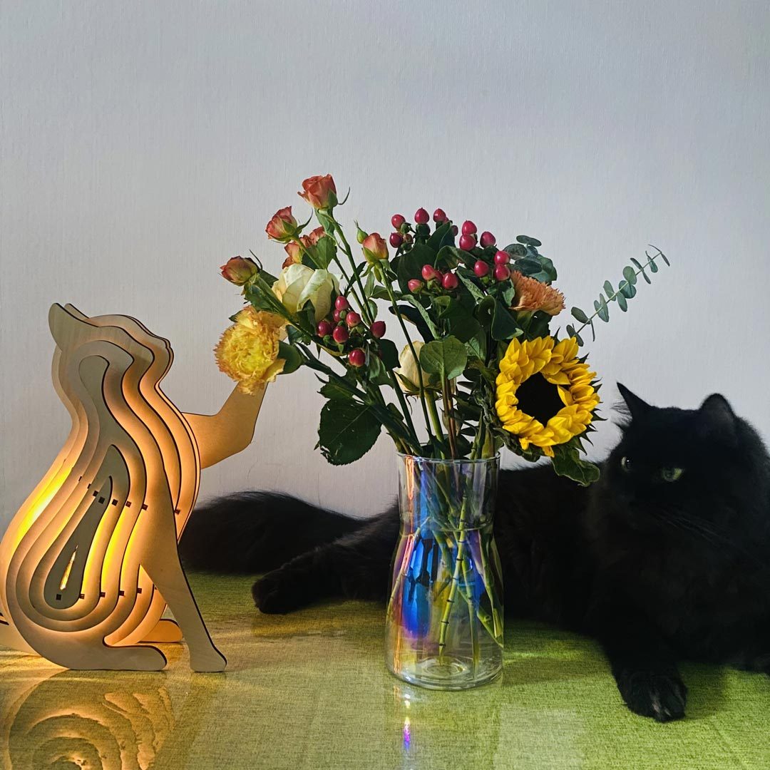 Christmas Gift 3D Wooden Animal Statue Decor Fantasy Lamp-Engravingift