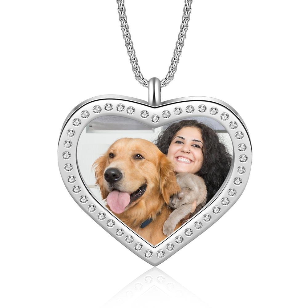 Christmas Gift Personalized Heart Photo Necklace With Engraving