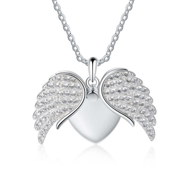 Mother's Day Gift Guardian Angel Wings Necklace with Angel Locket Heart Necklace-Engravingift