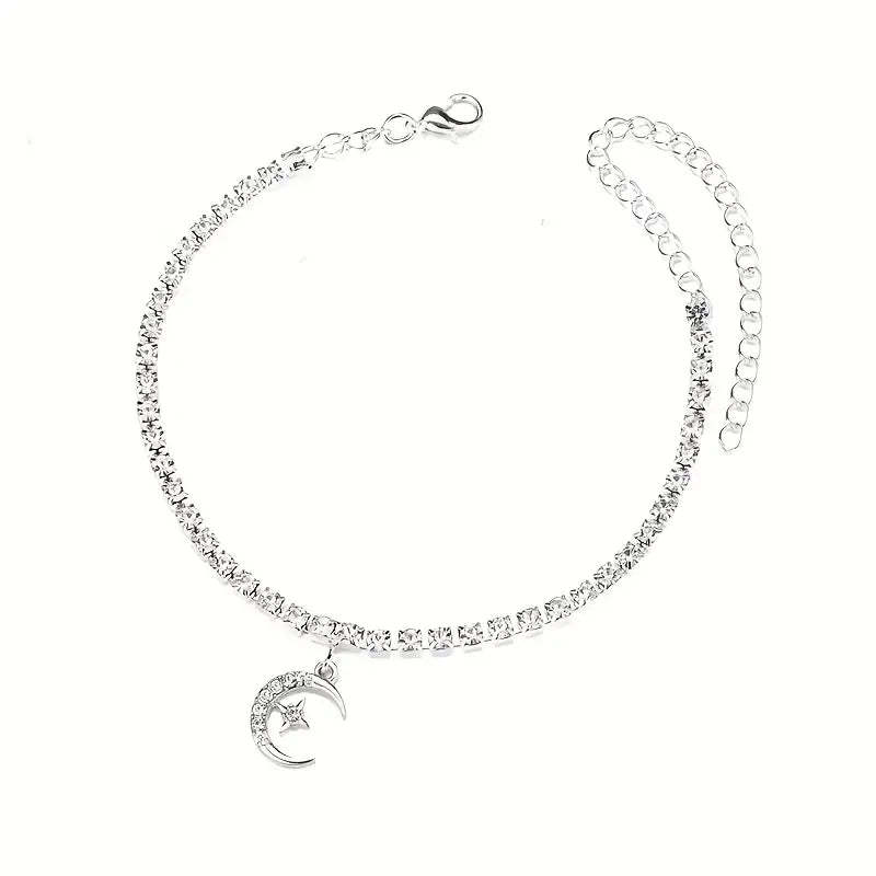 Mother's Day Moon Star Pendant Chain Anklet Versatile Summer Beach Foot Jewelry Female-Engravingift