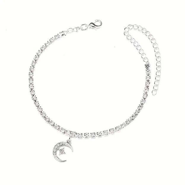 Mother's Day Moon Star Pendant Chain Anklet Versatile Summer Beach Foot Jewelry Female-Engravingift