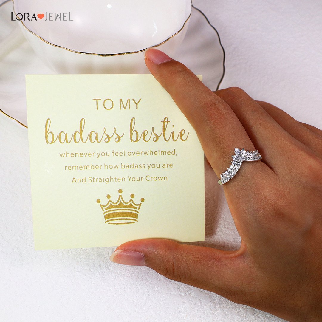 Christmas Gift To My Bestie Crown Ring "Remember How Badass You Are and Straighten Your Crown"