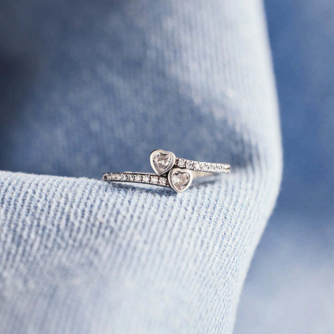 Mother's Day Gift To My Mom Double Heart Ring "Thank You for Being My Mom"-Engravingift