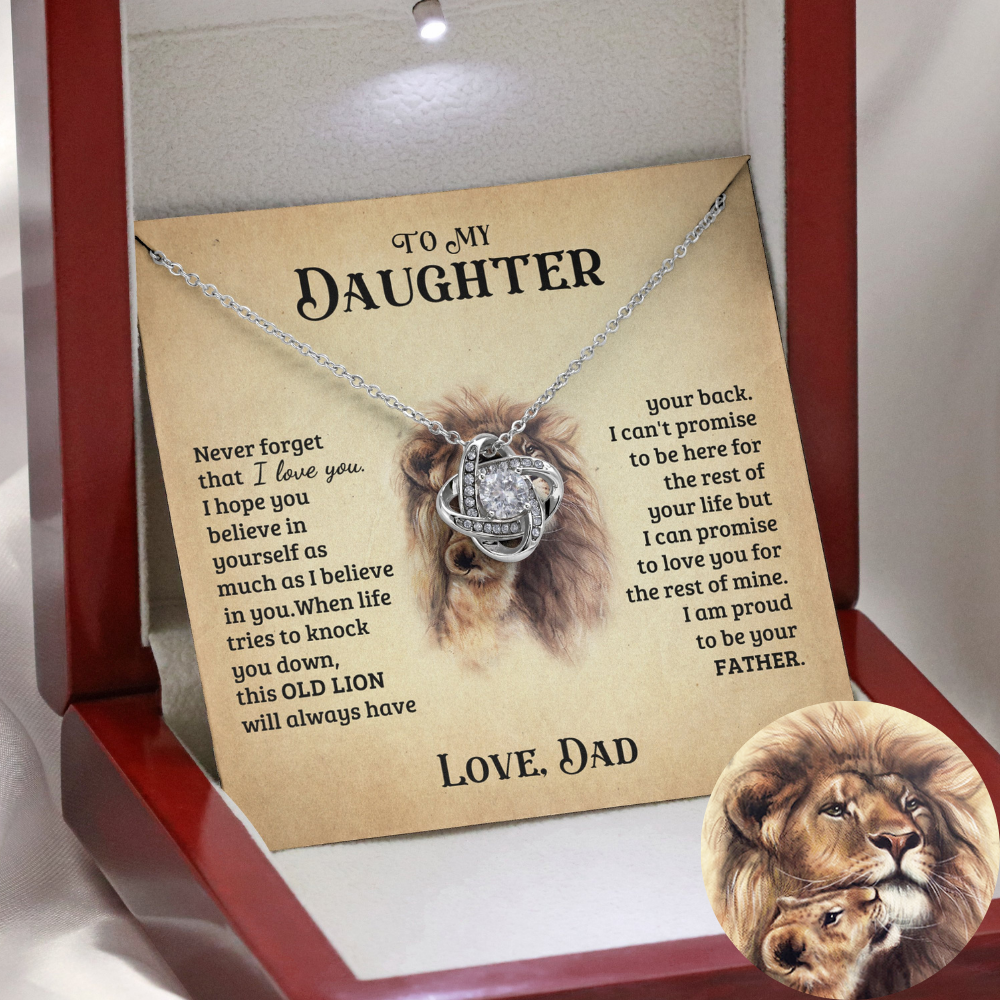 Christmas Gift To My Daughter from Dad Love Knot Necklace "Never Forget That I Love You"