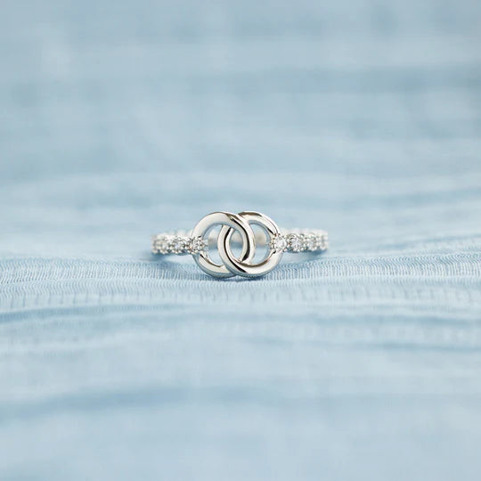 Mother's Day Gift Mother & Daughter S925 Forever Linked Dainty Interlocking Ring Set Gifts For Her-Engravingift