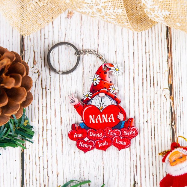 Christmas Gift Cartoon Personalized Family Names Keychain-Engravingift