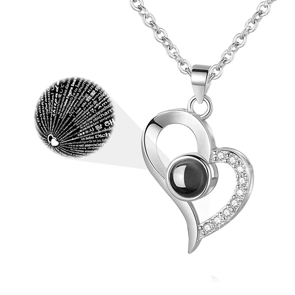 I Love You in 100 Languages Creative Heart Necklace