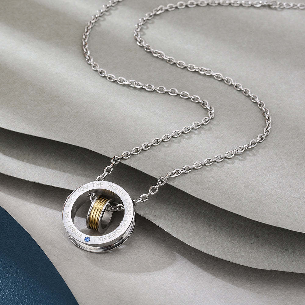 Mother's Day Gift Large and small double ring removable pendant necklace-Engravingift
