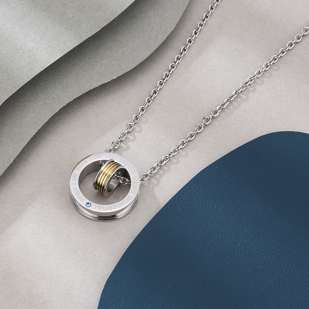 Mother's Day Gift Large and small double ring removable pendant necklace-Engravingift