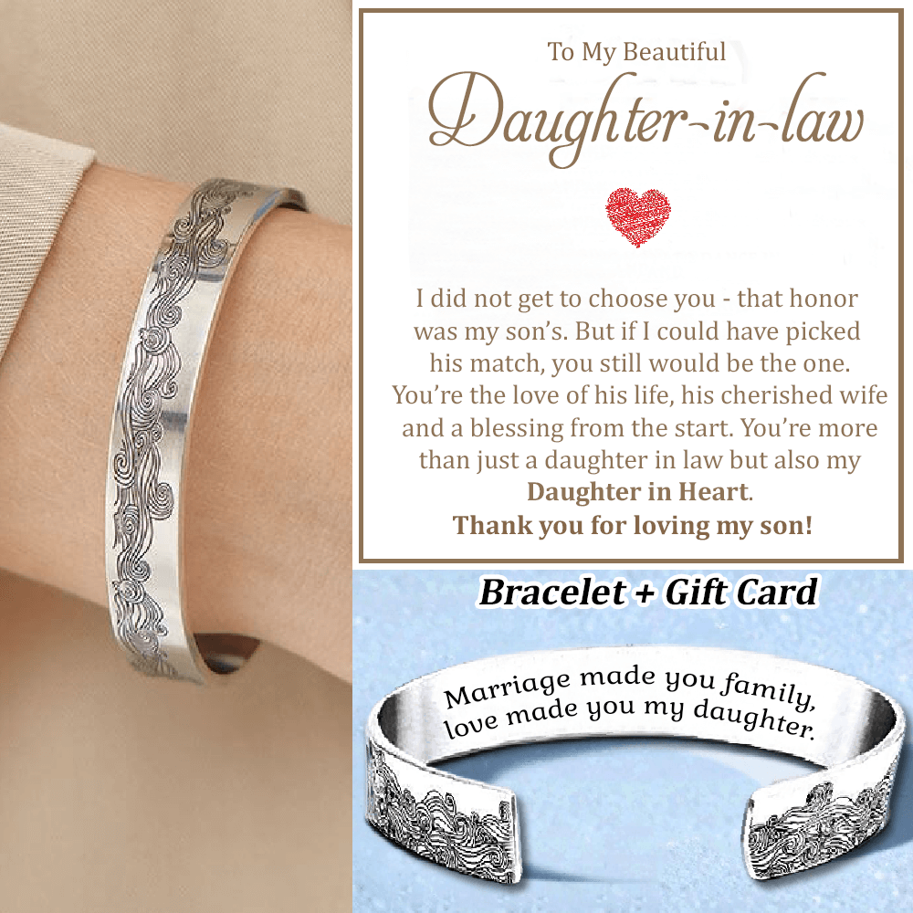 To My Daughter in Law Cuff Bracelet "Thank You For Loving My Son"