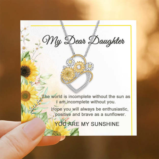 Mother's Day Gift For My Daughter - I am incomplete without you Heart Sunflower Necklace-Engravingift