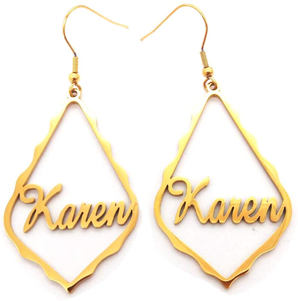 Mother's Day Gift Personalized Name Earrings Customized Drop Dangle Hoop Earrings
