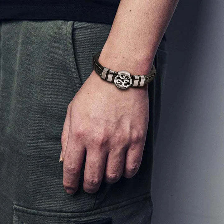 Christmas Gift To Lover Psychological Hint Leather Bracelet Relax Anxiety Birthday Gift "Breathe in Breathe out Move on" For Him-Engravingift