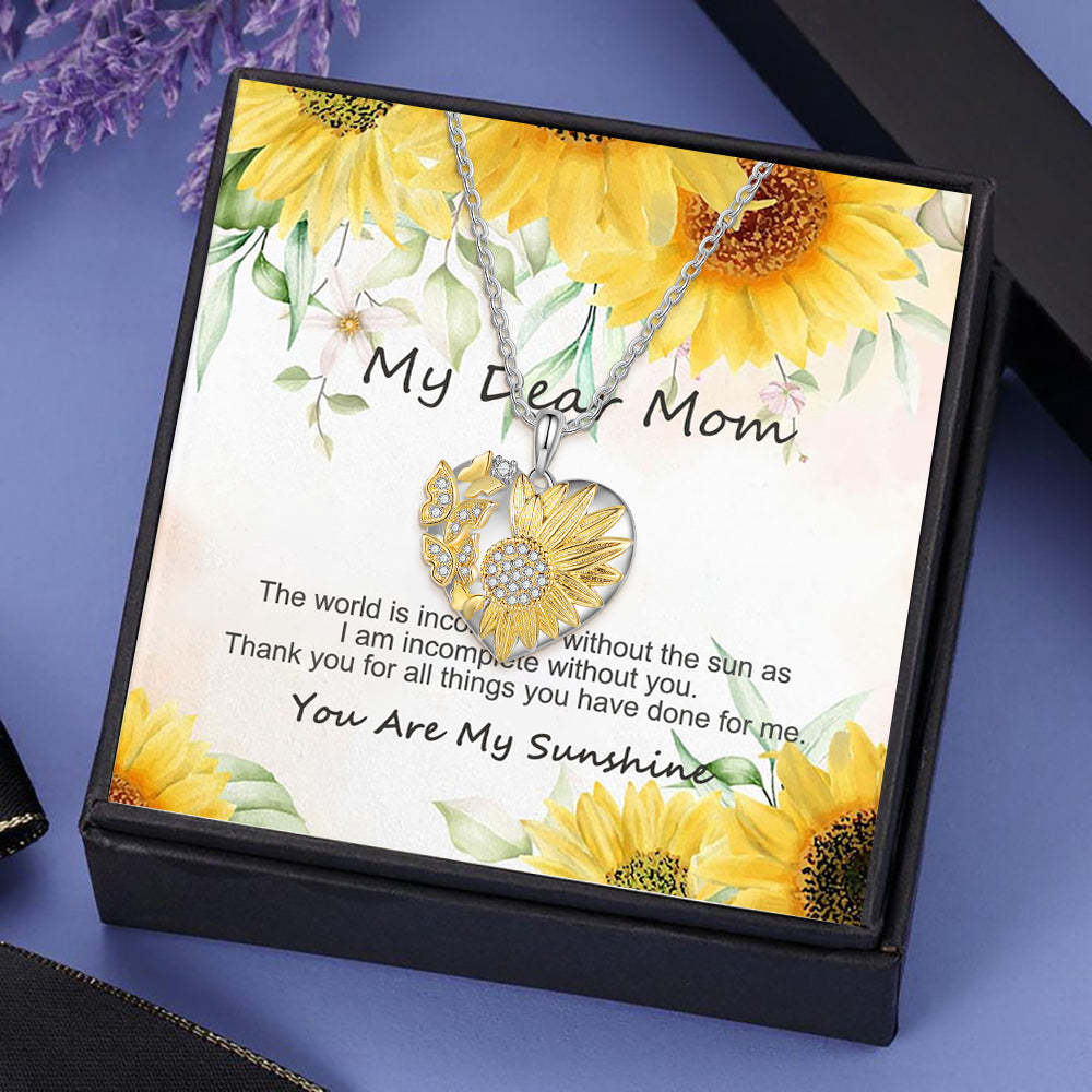Mother's Day Gift For My Daughter - I am incomplete without you Heart Butterfly Sunflower Necklace-Engravingift