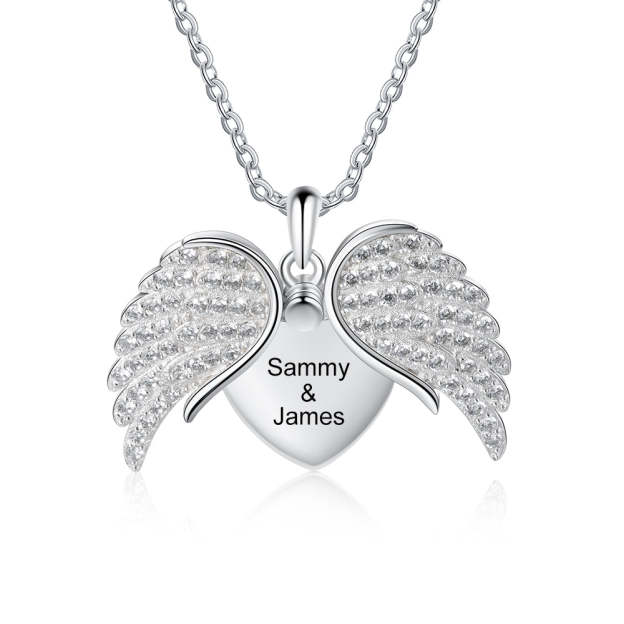Mother's Day Gift Guardian Angel Wings Necklace with Angel Locket Heart Necklace-Engravingift