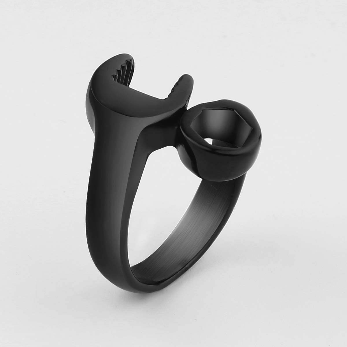 Christmas Gift Personalized Wrench Ring Engraved Text Titanium Steel Tool Ring for Men-Engravingift