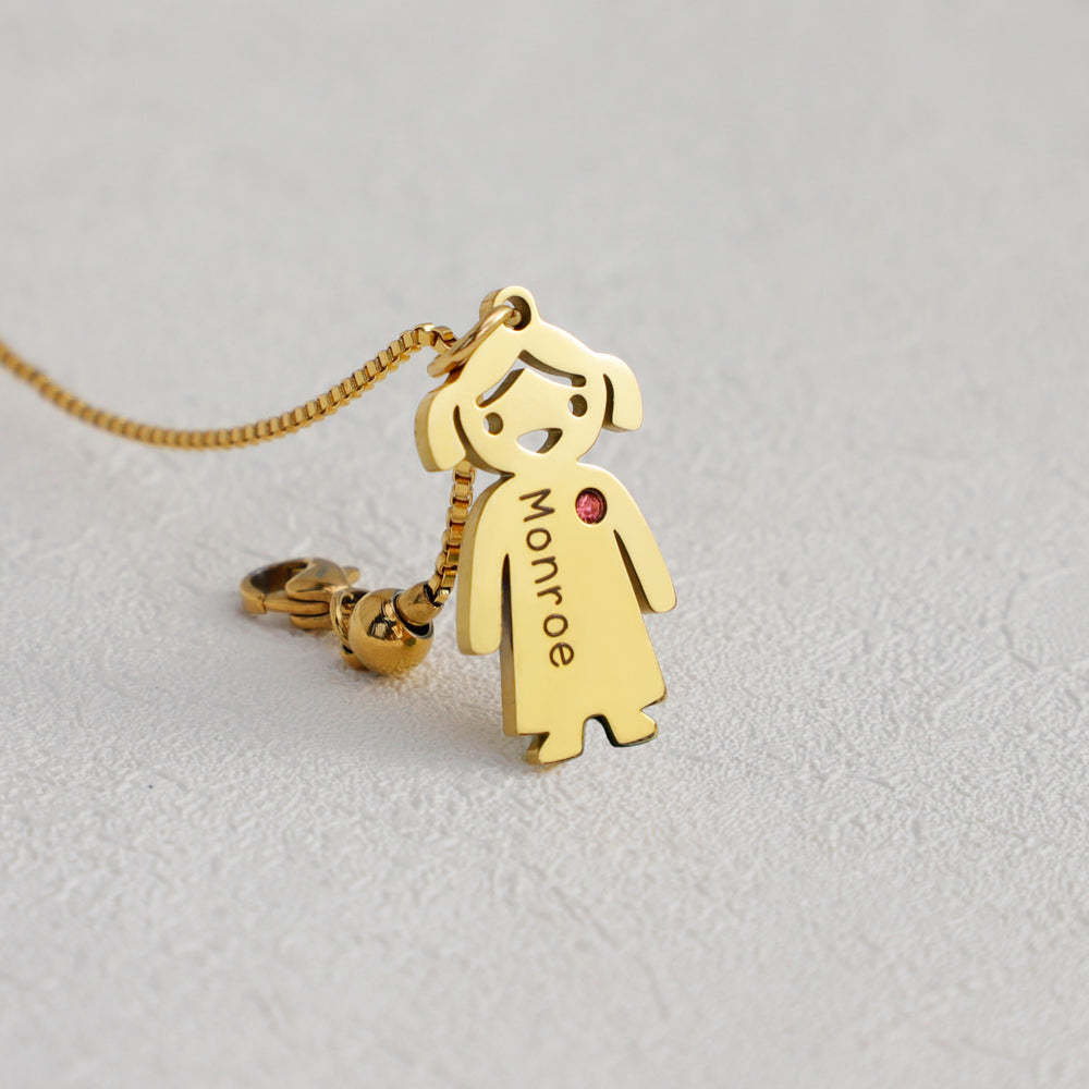 Christmas Gift Mom Necklace with engravable birthstone children's charms