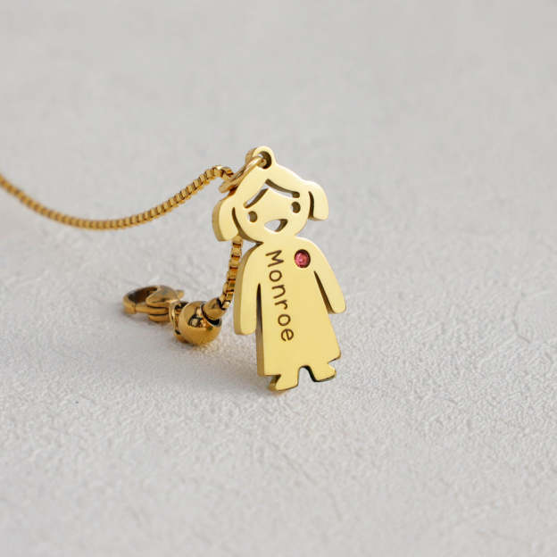 Christmas Gift Mom Necklace with engravable birthstone children's charms