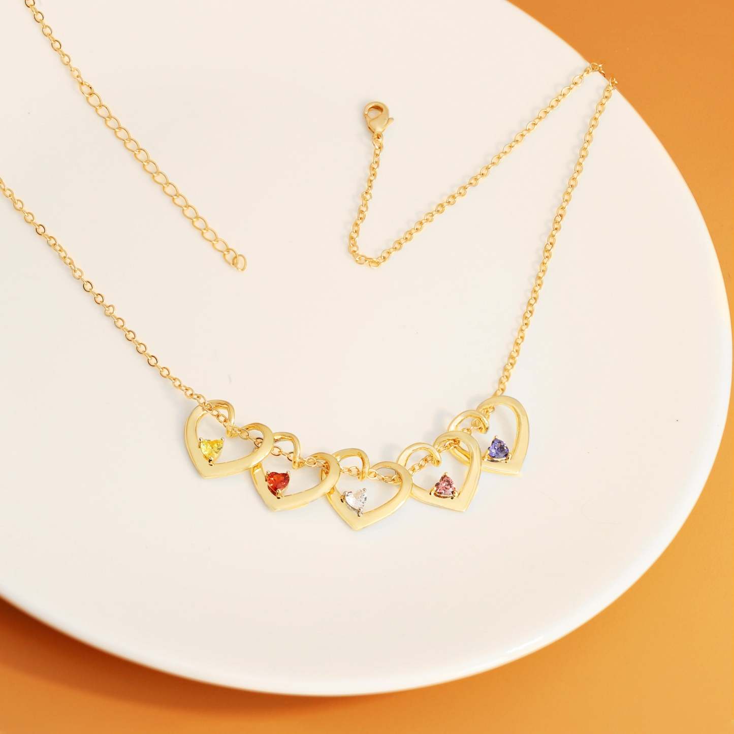 Christmas Gift Heart-shaped pendant and custom birthstone necklace