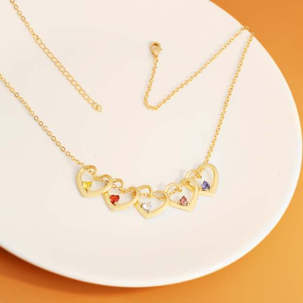Christmas Gift Heart-shaped pendant and custom birthstone necklace