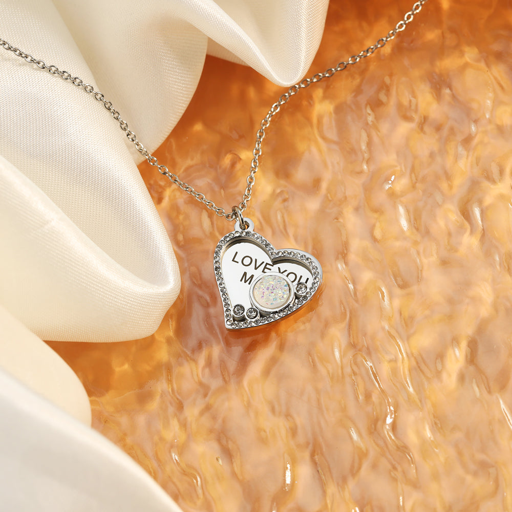 Mother's Day Gift "I Love You MAMA" Diamond Heart Necklace-Engravingift