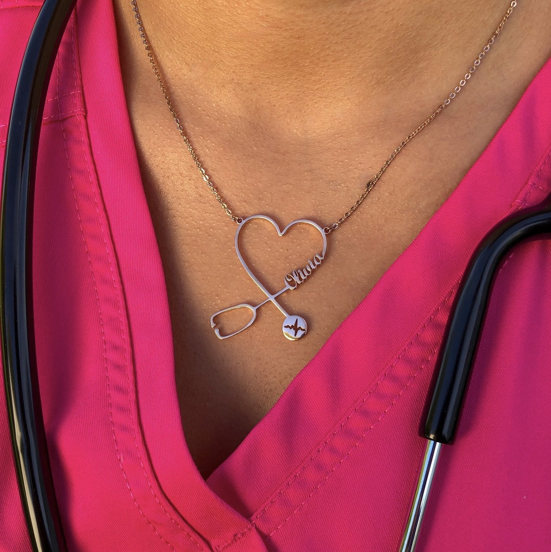 Mother's Day Gift Personalized Stethoscope Necklace-Engravingift