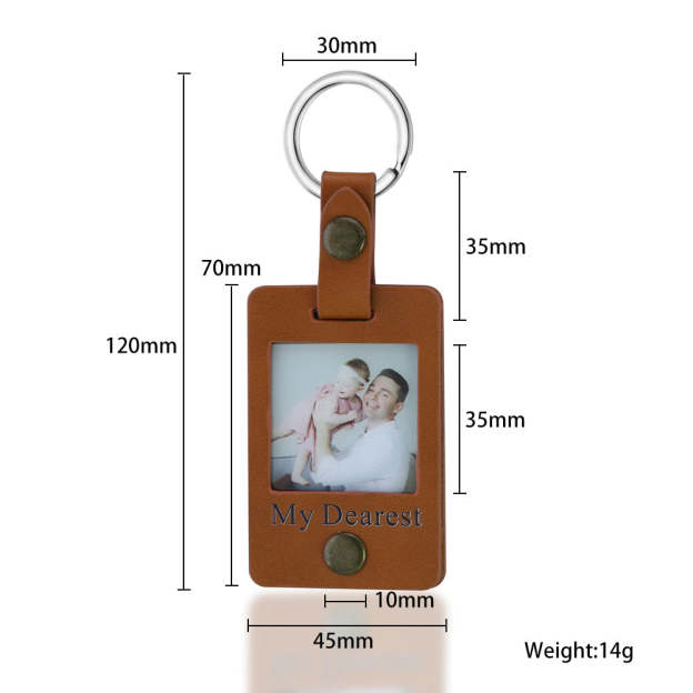 Father's Day Gift Custom Photo Leather Keychain-Engravingift