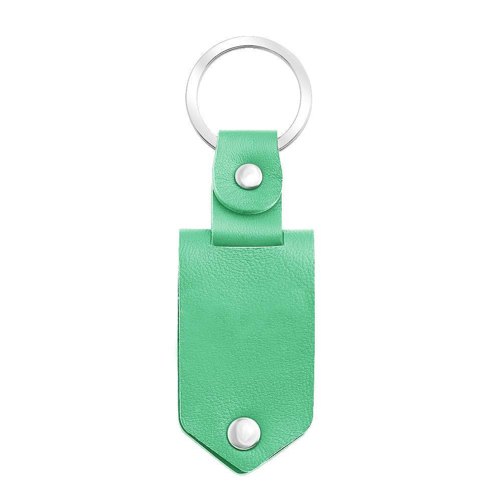 Father's Day Gift Custom Photo cowhide Leather Keychain-Engravingift