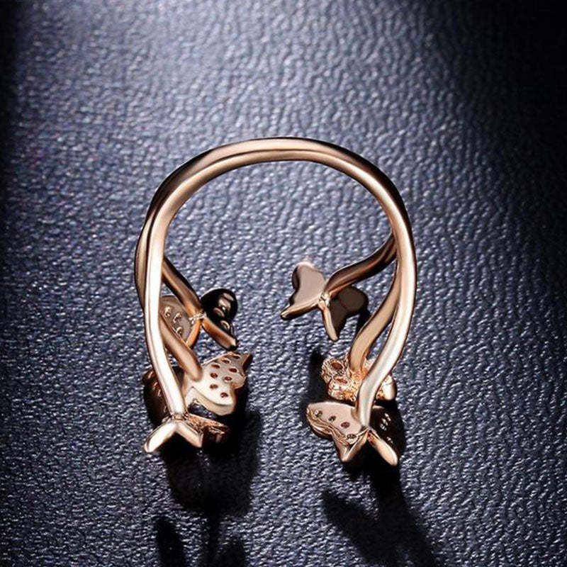 Mother's Day Gift Free Spirit Rose Gold Butterfly Ring & Necklace-Engravingift