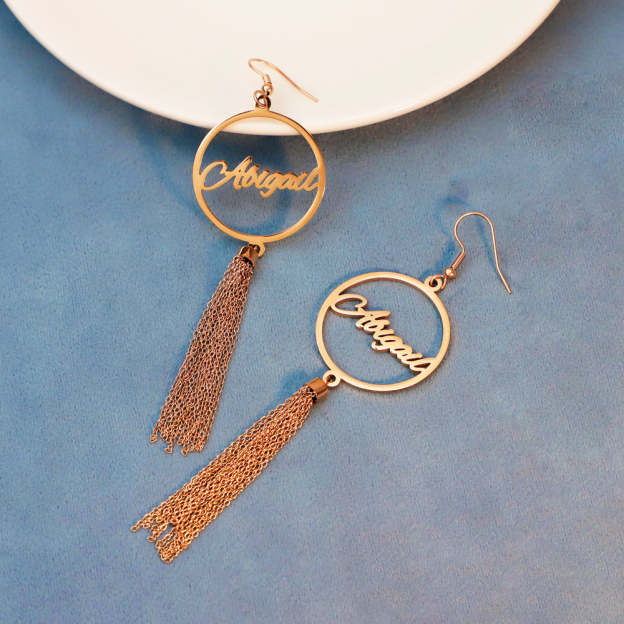 Mother's Day Gift Peach Heart/Round Heart Tassel Earrings-Engravingift