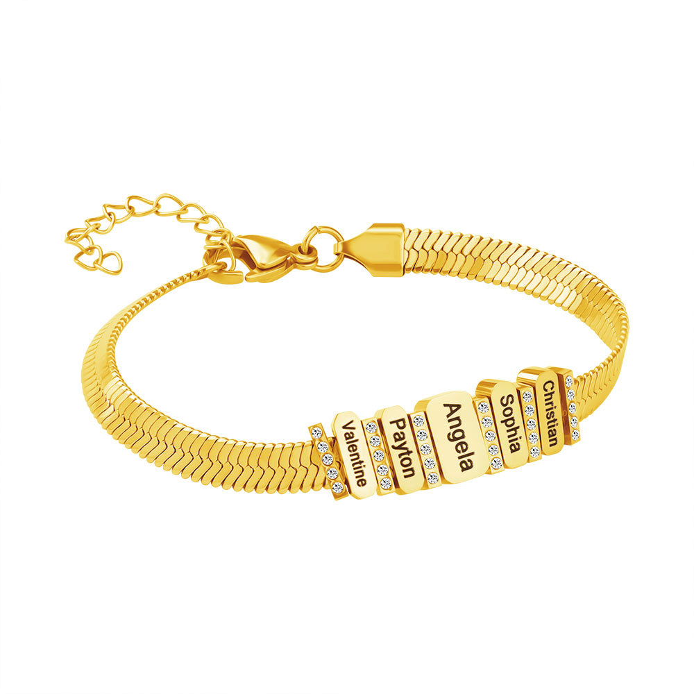 Men's Snake-shaped Chains With Custom Diamond Family Beads