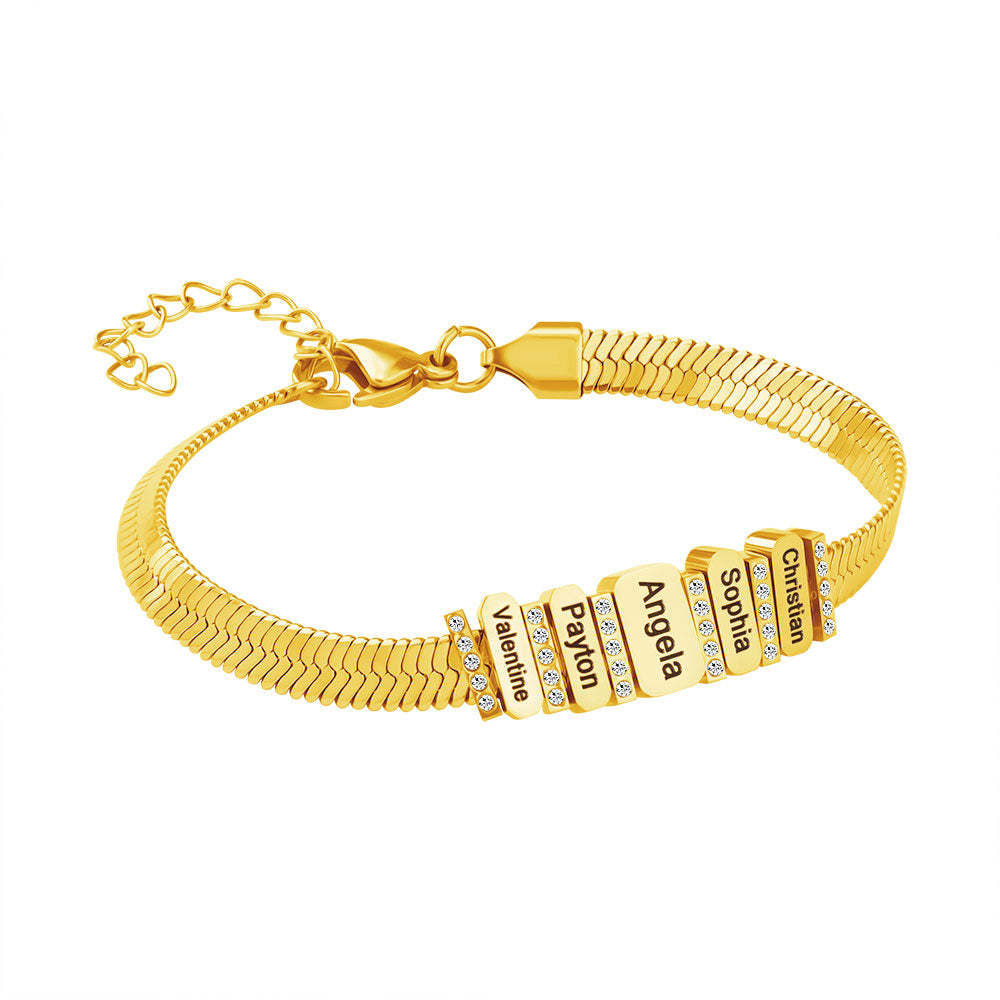 Men's Snake-shaped Chains With Custom Diamond Family Beads