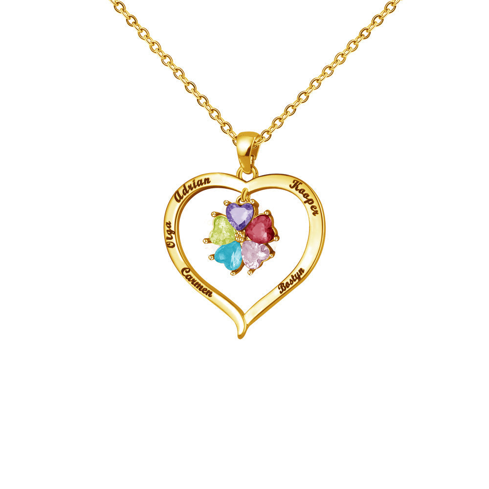 Mother's Day Gift Custom Diamond Heart Pendant Necklace-Engravingift