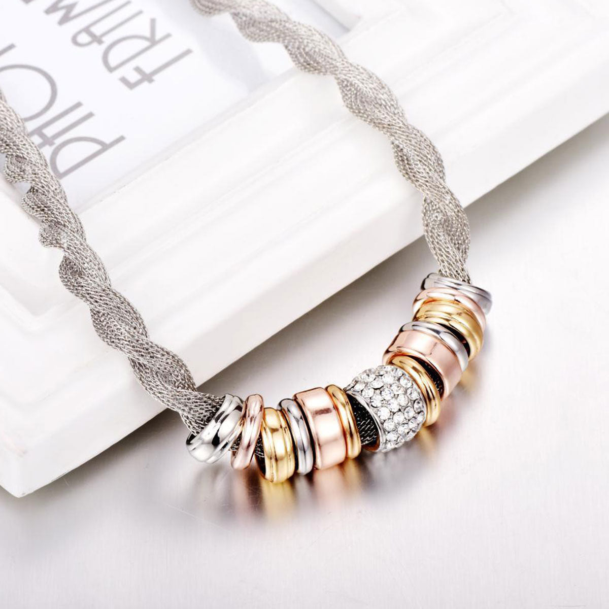 Mother's Day Gift Entwined Silver Metal Bracelet Necklace Bundle Offer-Engravingift