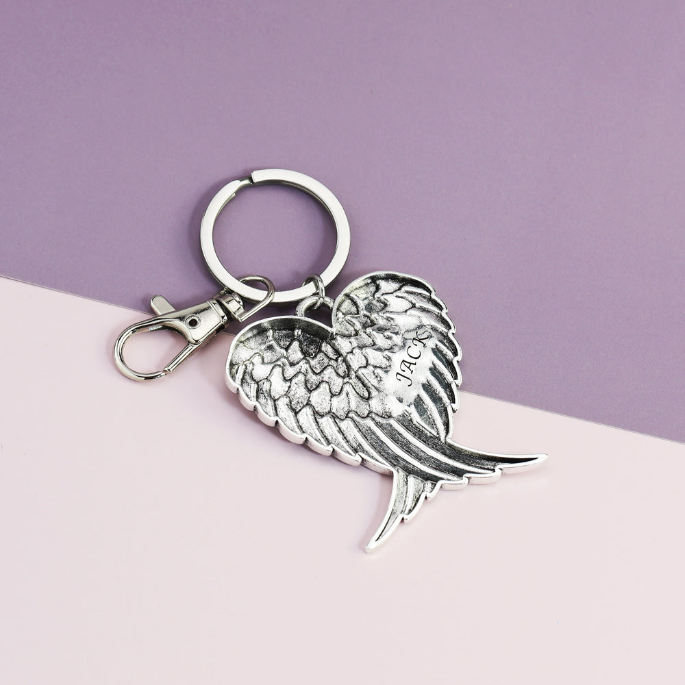 Mother's Day Gift Personalized custom wing keychain-Engravingift