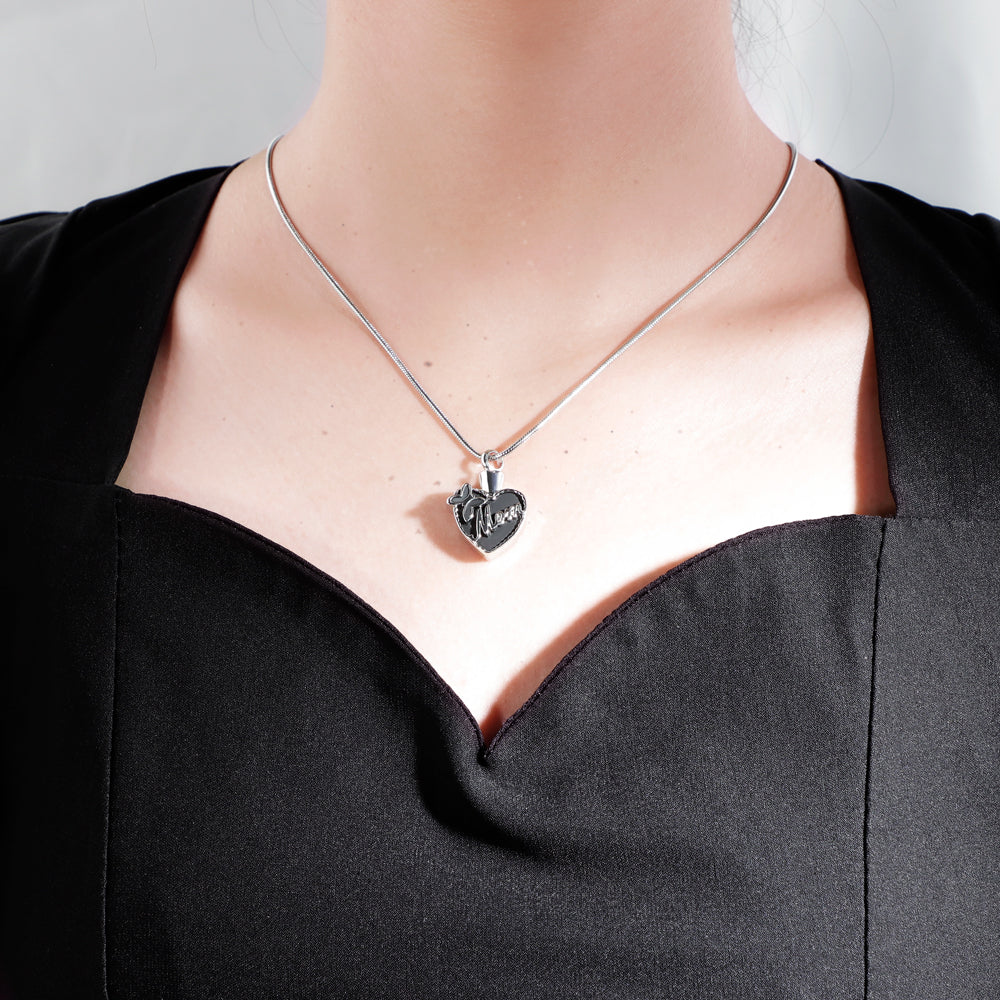 Mother's Day Gift Black peach heart (MOM) necklace-Engravingift