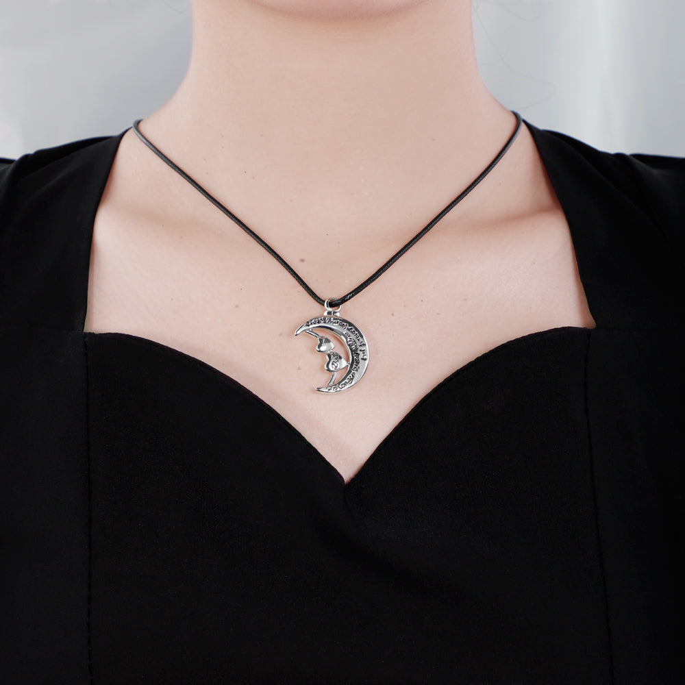 Mother's Day Gift MDouble Heart Moon Necklace-Engravingift