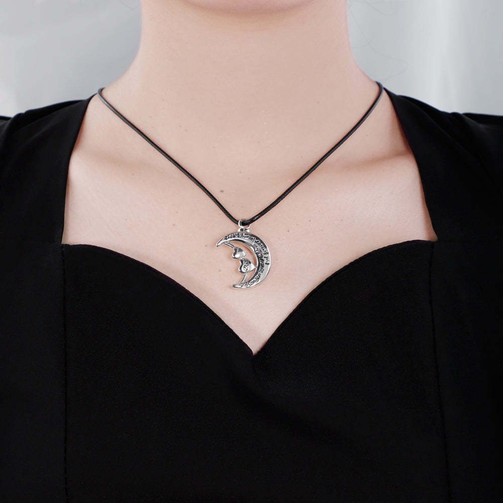 Mother's Day Gift MDouble Heart Moon Necklace-Engravingift