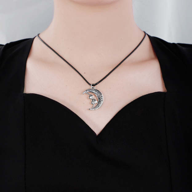 Mother's Day Gift MDouble Heart Moon Necklace-Engravingift