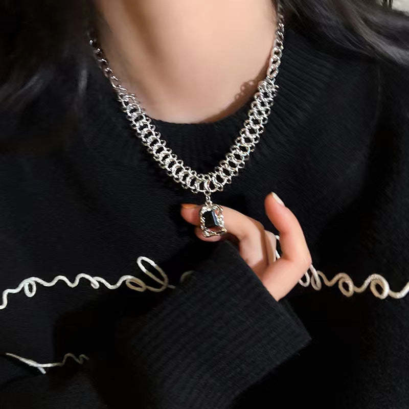 Mother's Day Gift Black Gem Necklace-Engravingift
