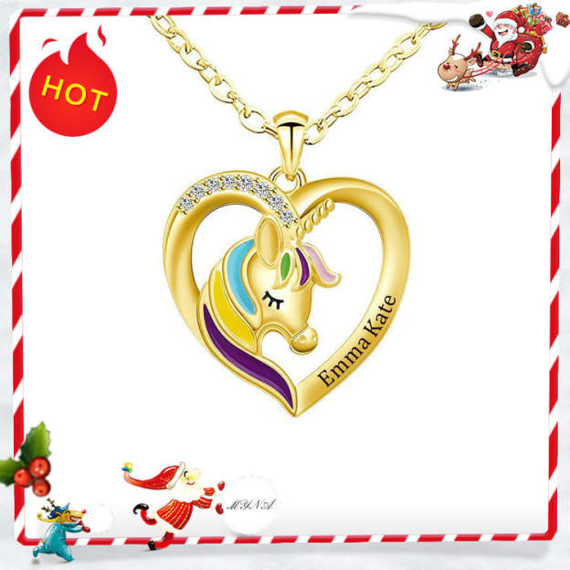 Mother's Day Gift Personalized Rainbow Unicorn Necklace-Engravingift