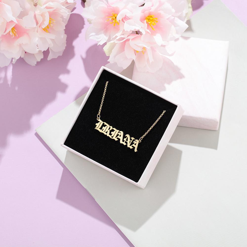 Mother's Day Gift Personalized Name Necklace Old English Name Necklaces-Engravingift