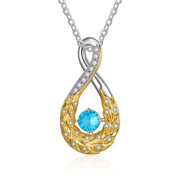 Mother's Day Feather Inifinity Necklace with 1 Birthstone Birthday Anniversary Gift for Mother Wife-Engravingift