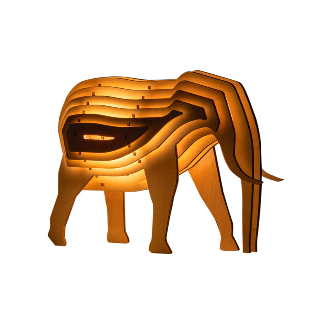 Christmas Gift 3D Wooden Animal Statue Decor Fantasy Lamp-Engravingift